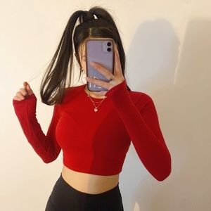 Red Long Sleeve Top Garage